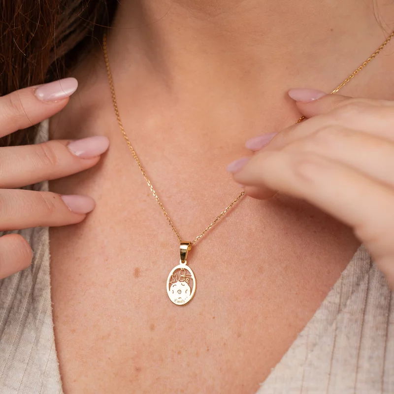 Lantisor personalizat cu Diamant natural - Pandantiv Micul decupat si Nume personalizat- Argint 925 placat cu Aur Galben 18K picture - 4