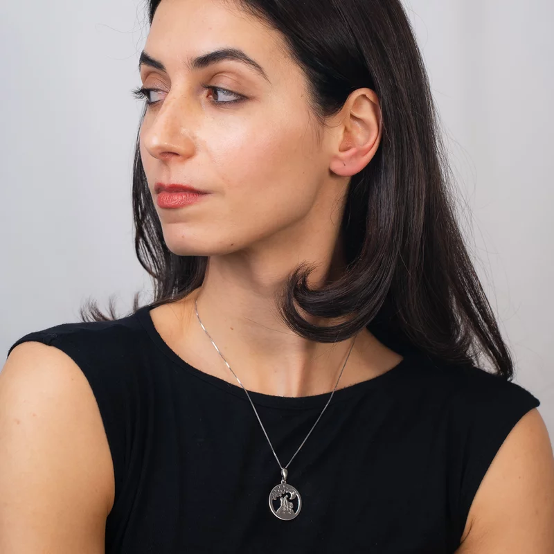 Lantisor personalizat cu Diamant natural - Pandantiv Micul Print sub cerul instelat - Argint 925 Rodiat picture - 2