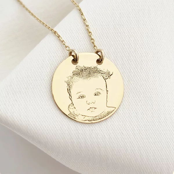 Lantisor personalizat cu poza - Bucurii captate - Pandantiv banut 15 mm - Aur Galben 14K