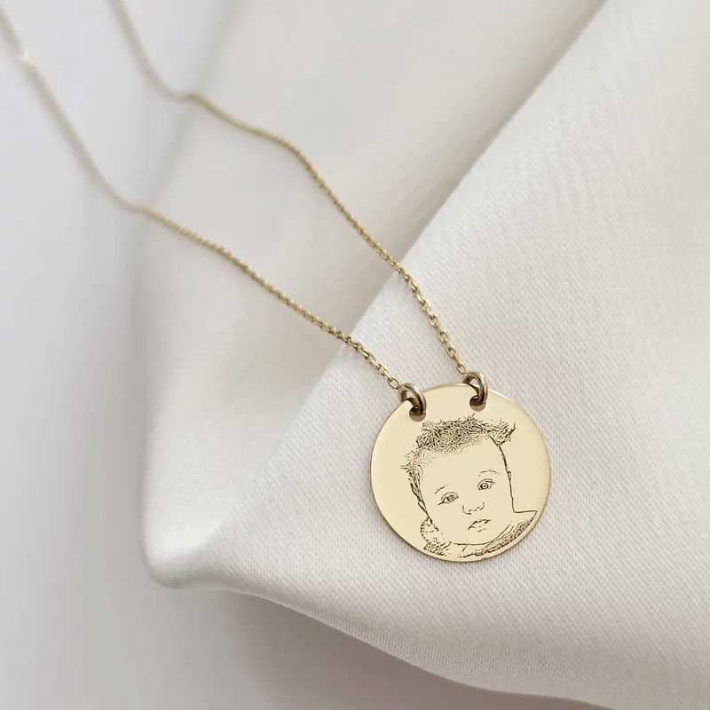 Lantisor personalizat cu poza - Bucurii captate - Pandantiv banut 15 mm - Aur Galben 14K picture - 3