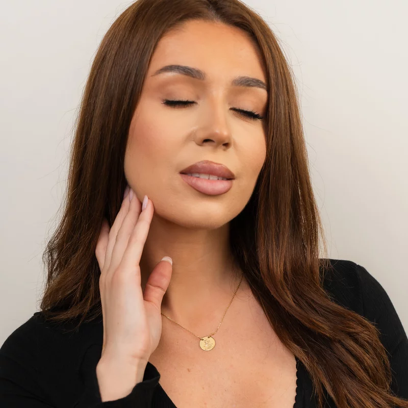 Lantisor personalizat cu poza - Bucurii captate - Pandantiv banut 15 mm - Aur Galben 14K picture - 2