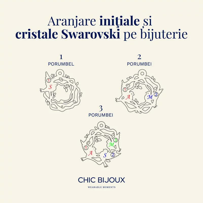 Lantisor personalizat - Cuibul nostru - Argint 925 placat cu Aur Galben 18K - Cristale Swarovski picture - 5