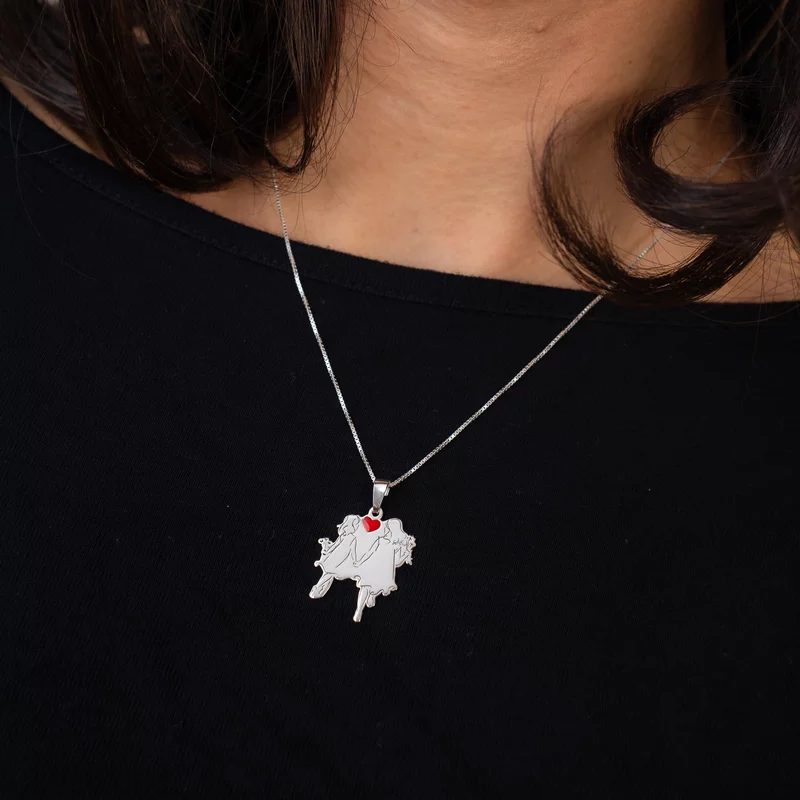 Lantisor personalizat decorat cu email - Model armonie - Mama si fiica - Argint 925 picture - 4