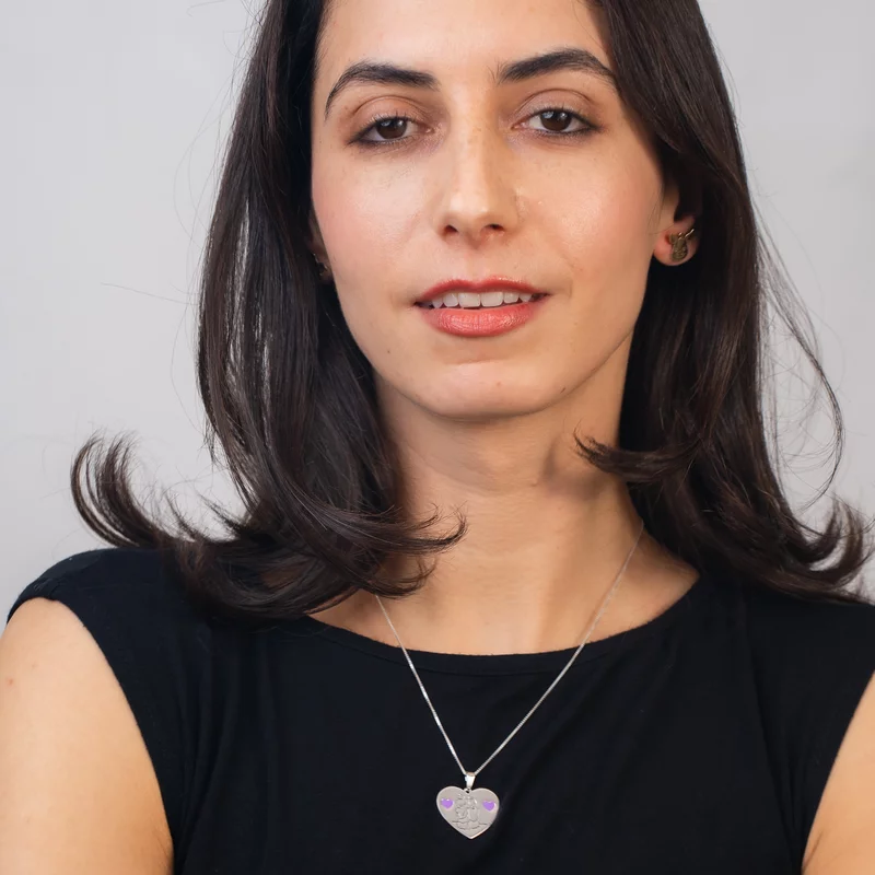 Lantisor personalizat - Inima 2 Surori / Prietene decorata cu email - Argint 925 picture - 2