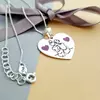 Lantisor personalizat - Inima 2 Surori / Prietene decorata cu email - Argint 925