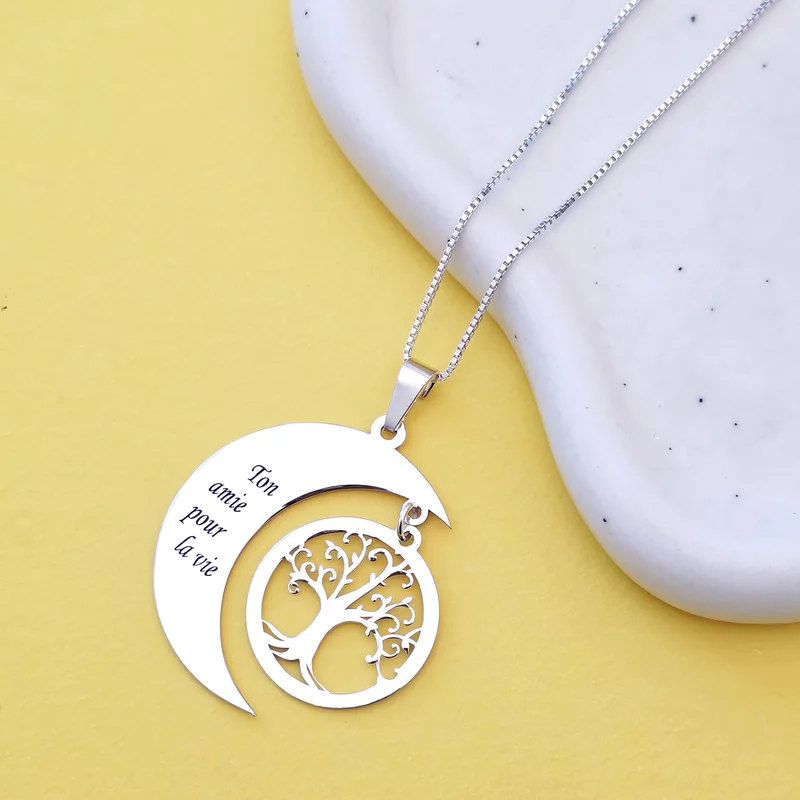 Lantisor personalizat - Luna si copacul vietii - Argint 925 picture - 3