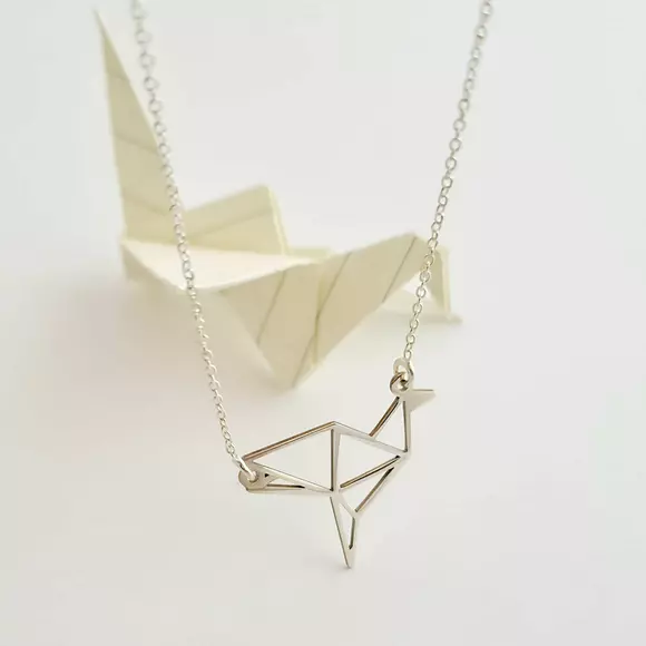 Lantisor personalizat - Origami Cocor - Argint 925