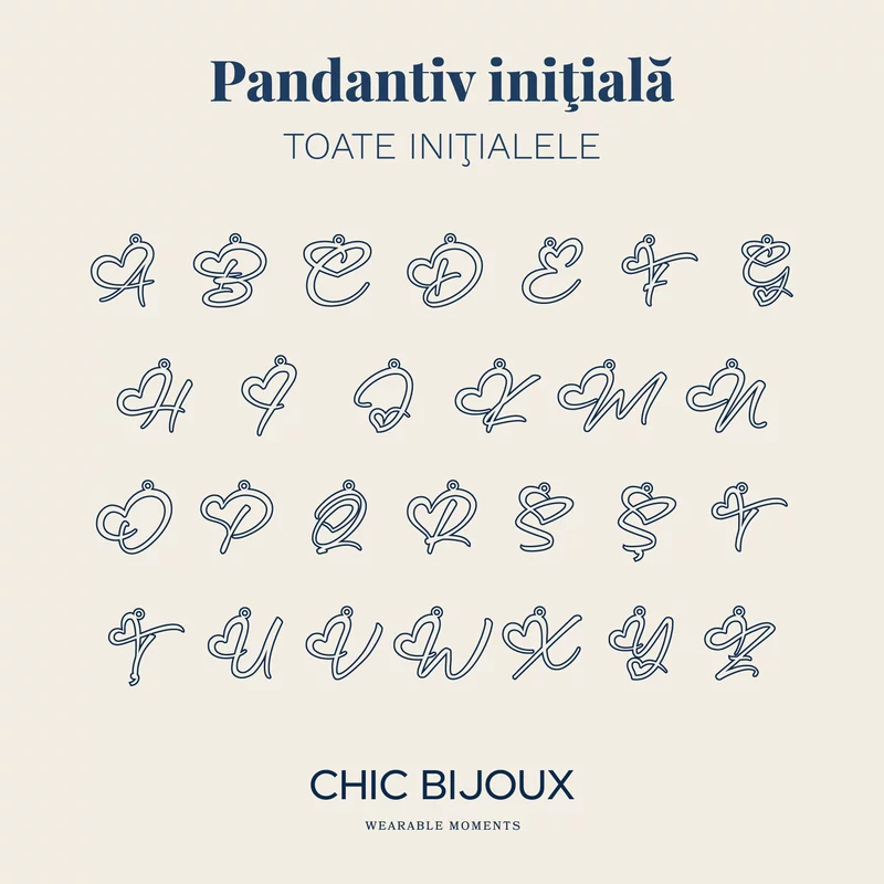 Lantisor personalizat - Pandantiv cu initiala personalizata si inima - Argint placat cu Aur Galben 18K picture - 4