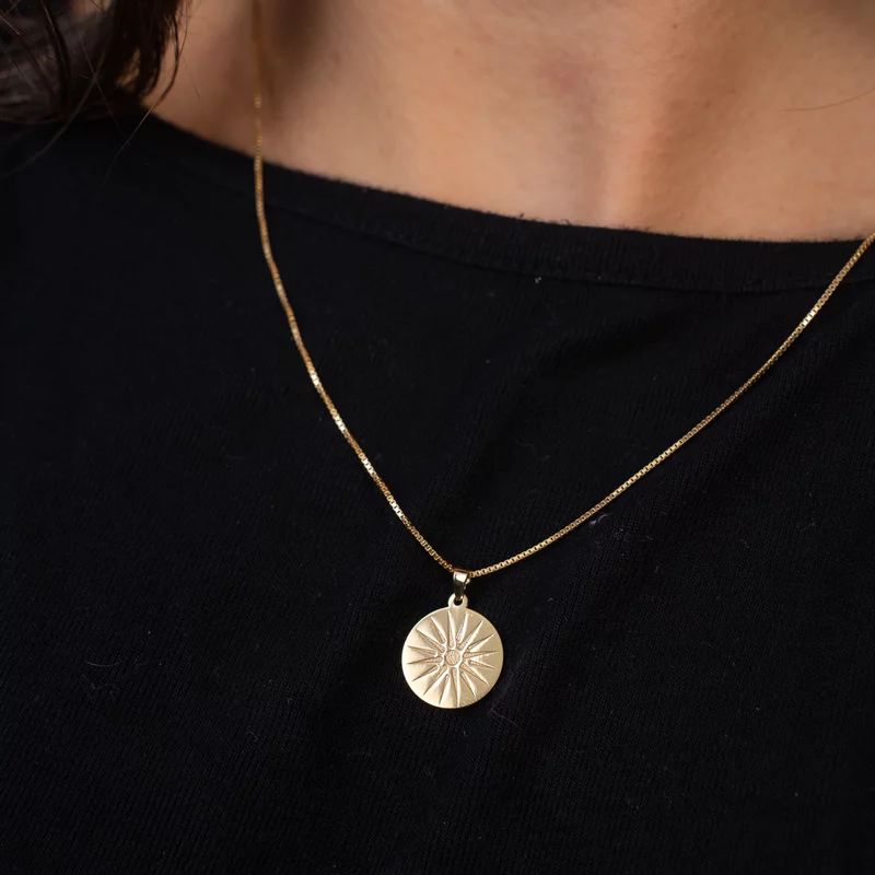 Lantisor personalizat - Soarele Vergina - Argint 925 placat cu Aur Galben picture - 4
