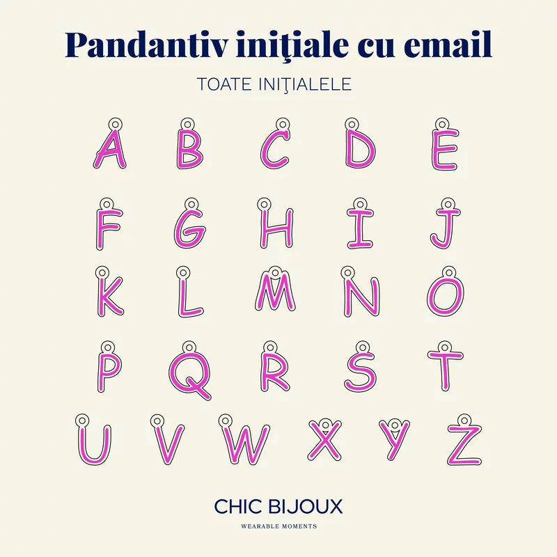 Lantisor Petale de Vis - Personalizat cu Initiala roz si floare - Argint 925 picture - 4