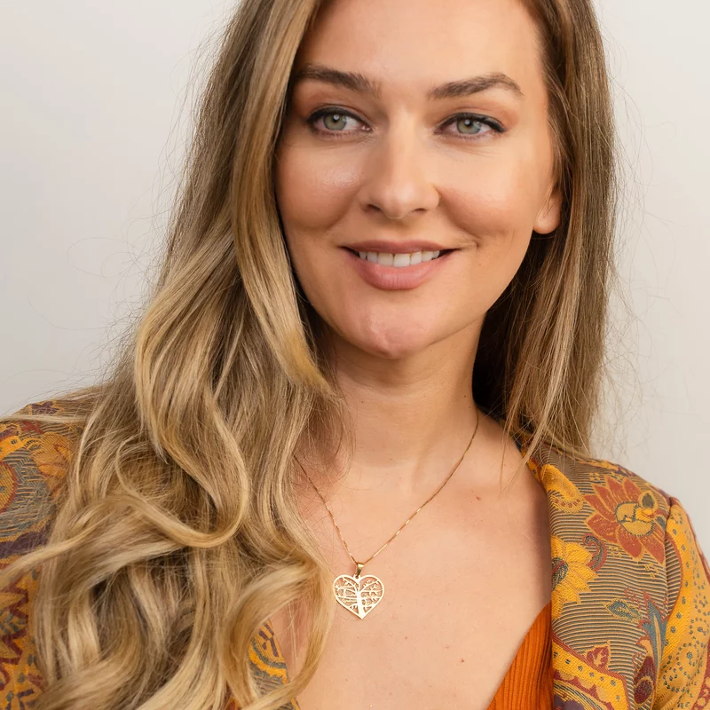 Lantisor premium - Inima Copacului - Pandantiv personalizat cu nume - Argint 925 placat cu Aur Galben 18K picture - 2