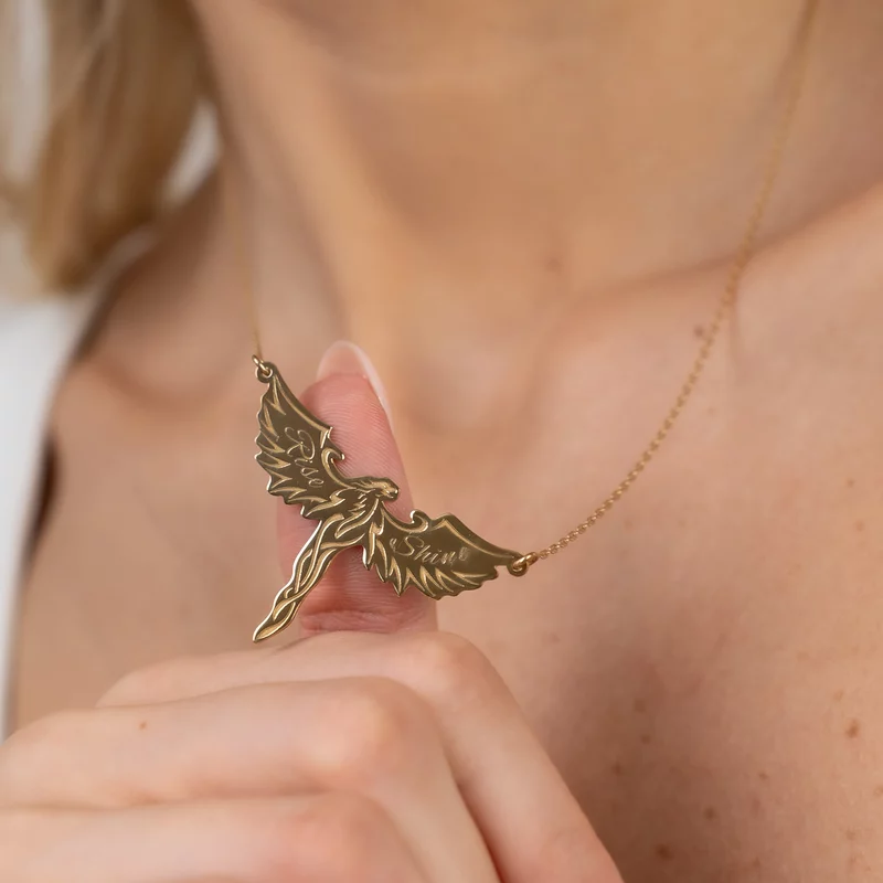 Lantisor Rise&Shine - Pandantiv pasarea Phoenix - Argint 925 placat cu Aur Galben 18K picture - 4