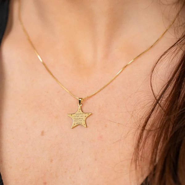 Lantisor STAR - Educatoare/Invatatoare - Argint 925 placat cu Aur Galben 18K