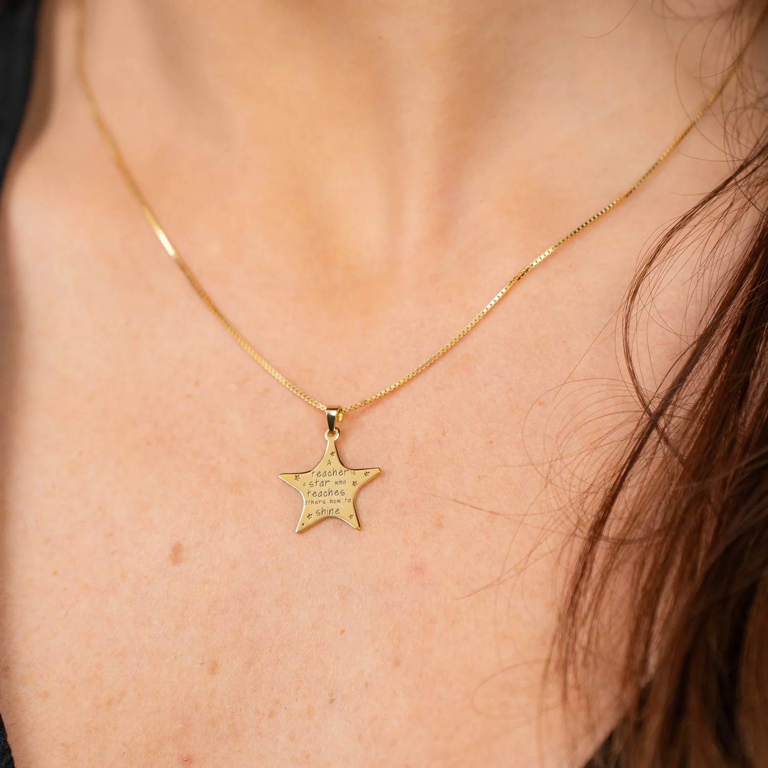 Lantisor STAR - Educatoare/Invatatoare - Argint 925 placat cu Aur Galben 18K