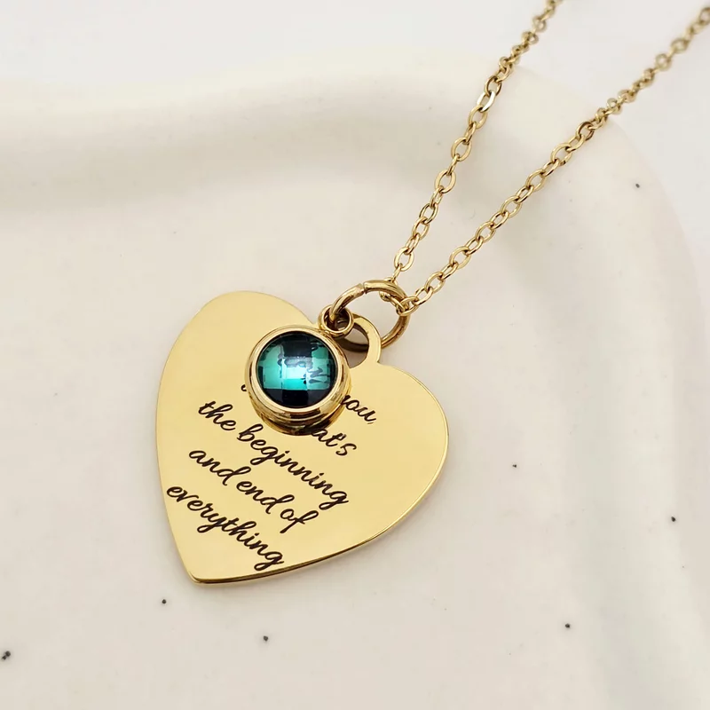 Lantisor Suflet luminos - Inima & Zirconii in culorile lunii de nastere - Otel Inoxidabil 316L picture - 5