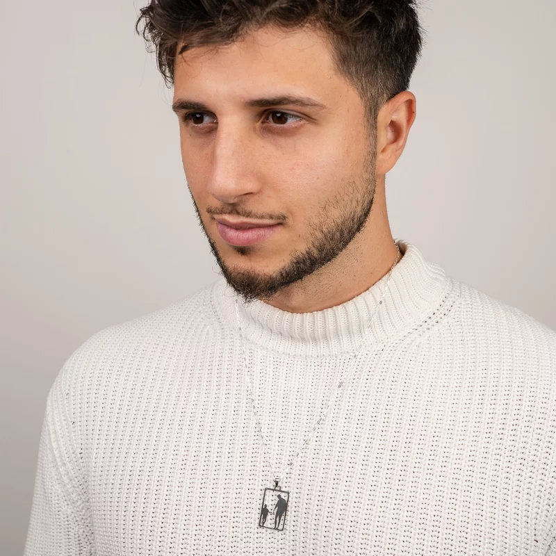 Lant cu pandantiv decupat - Tata si fiu - Argint 925 picture - 2