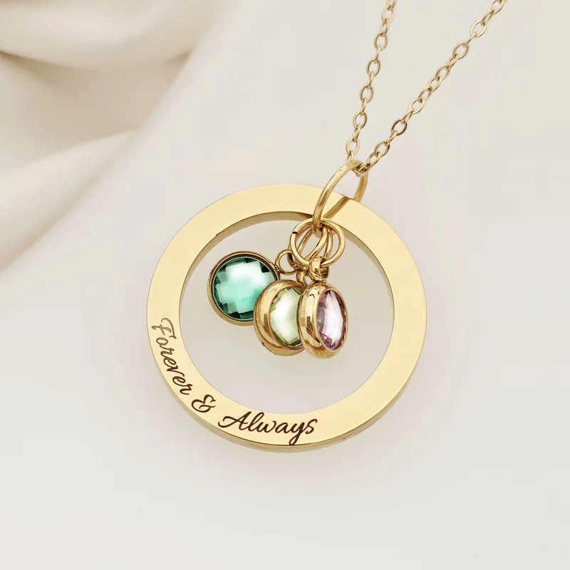 Lantisor Universul meu - Disc & Zirconii in culorile lunii de nastere - Otel Inoxidabil 316L picture - 2