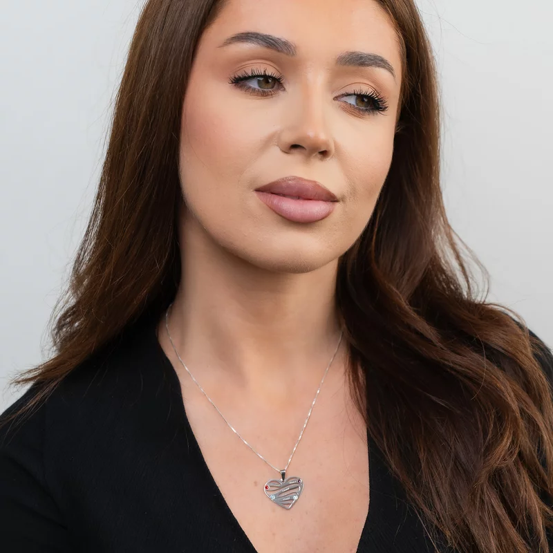 Lantisor Valuri de Iubire - 4 nume si cristale Swarovski - Argint 925 picture - 2