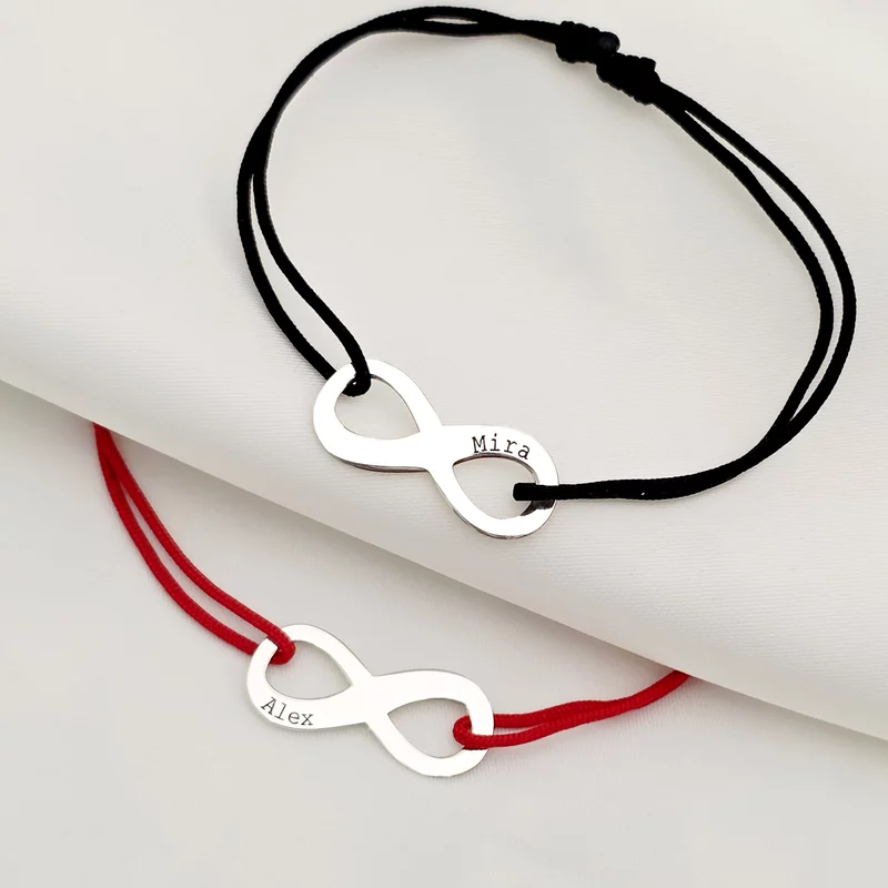 Set 2 bratari personalizate -  Model infinit - Argint 925 - Snur reglabil, diverse culori picture - 3