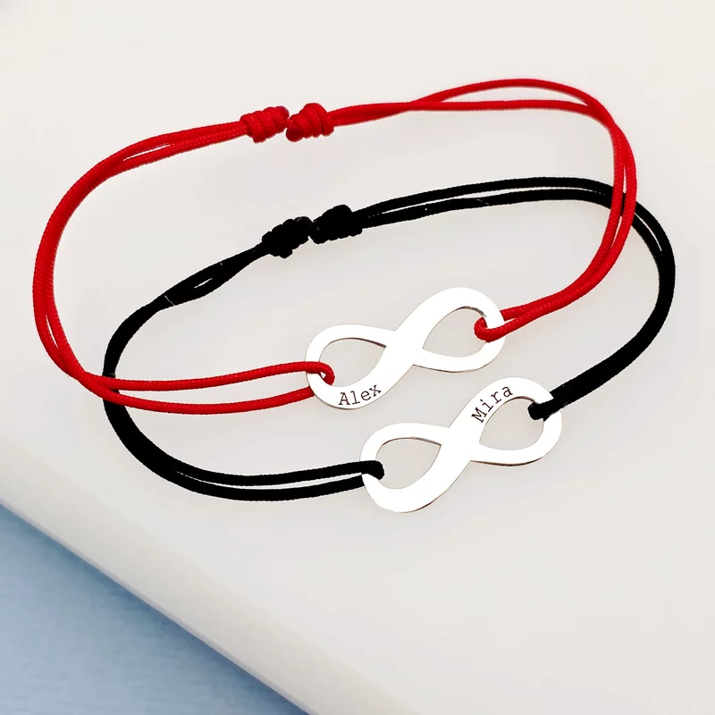 Set 2 bratari personalizate -  Model infinit - Argint 925 - Snur reglabil, diverse culori picture - 5