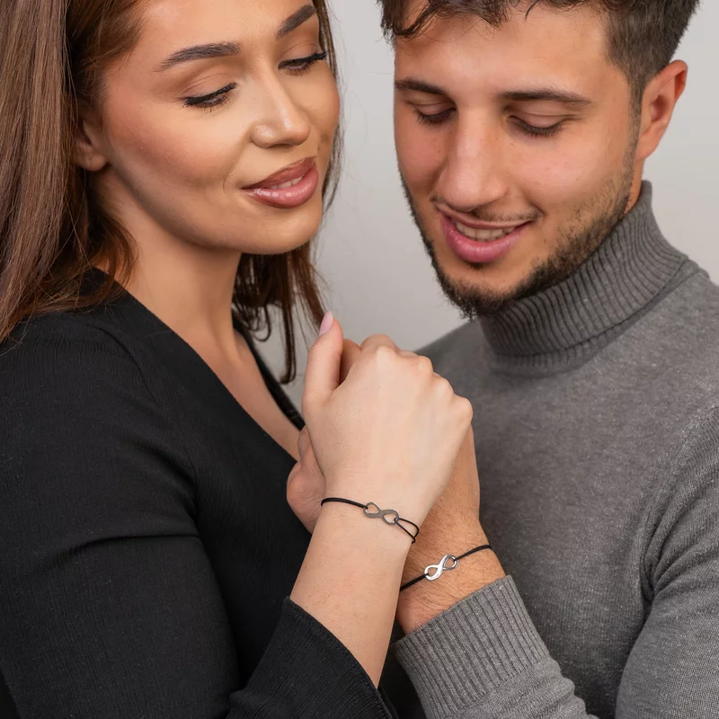 Set 2 bratari personalizate -  Model infinit - Argint 925 - Snur reglabil, diverse culori picture - 2