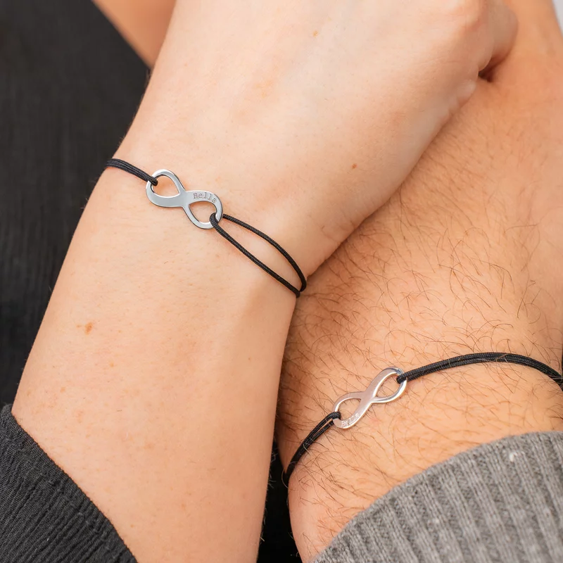 Set 2 bratari personalizate -  Model infinit - Argint 925 - Snur reglabil, diverse culori picture - 4