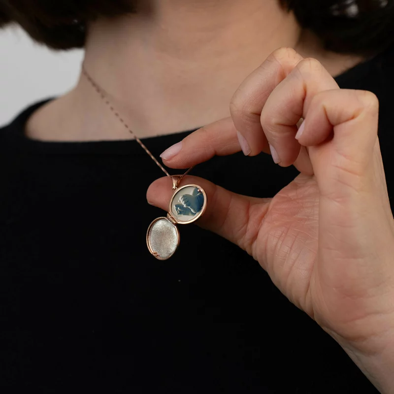 Medalion Copacul Vietii - Locket cu poze in interior - Argint 925 placat cu Aur Roz 18K picture - 4