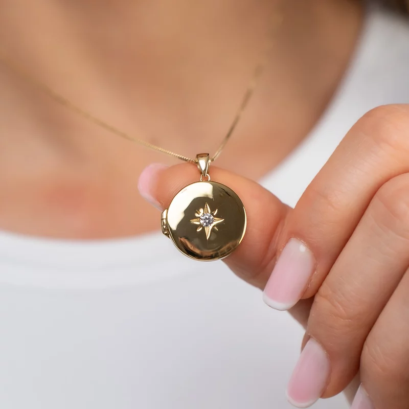 Medalion Eterna stea - Locket cu poze in interior - Argint 925 Argint 925 placat cu Aur Galben 18K si cristal Zirconia picture - 4