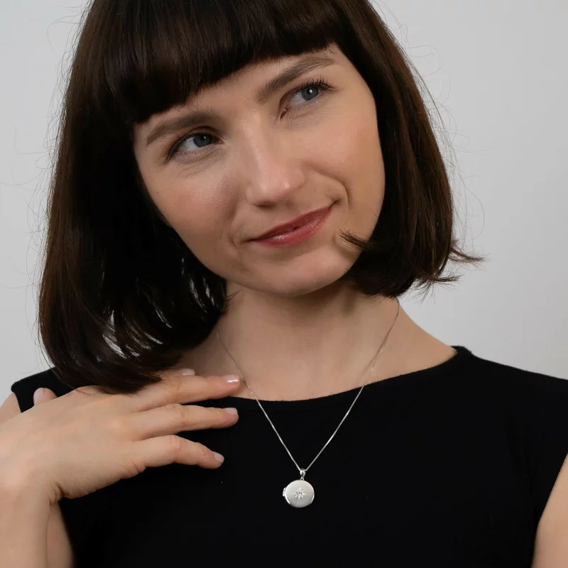 Medalion Eterna stea - Locket cu poze in interior - Argint 925 si cristal Zirconia picture - 2