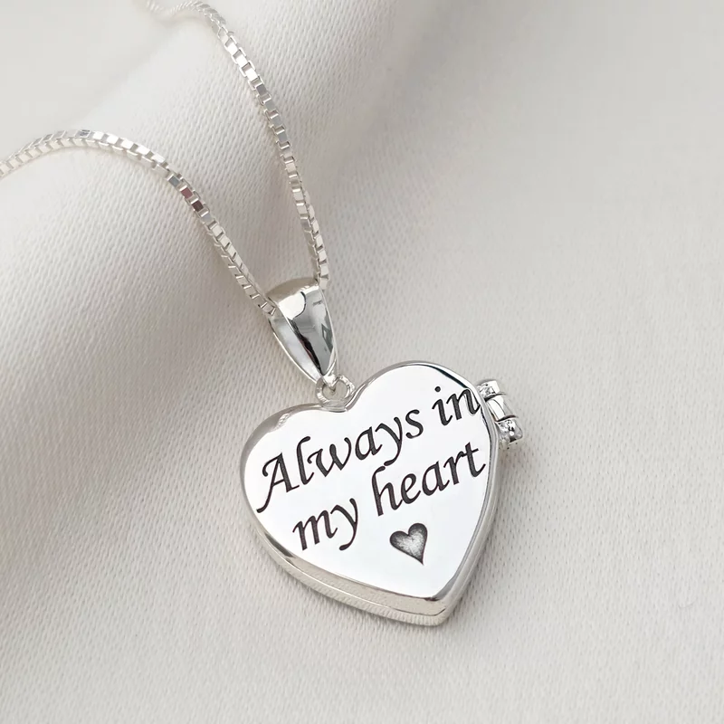 Medalion Eternitate in inima - Locket cu poze in interior - Argint 925 si email negru picture - 5