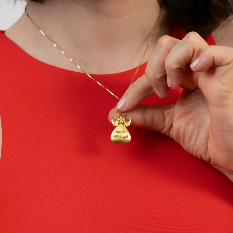 Medalion inger cu poze in interior - Golden Angel - Argint 925 placat cu Aur Galben 18K - Cristal White Zirconia picture - 6