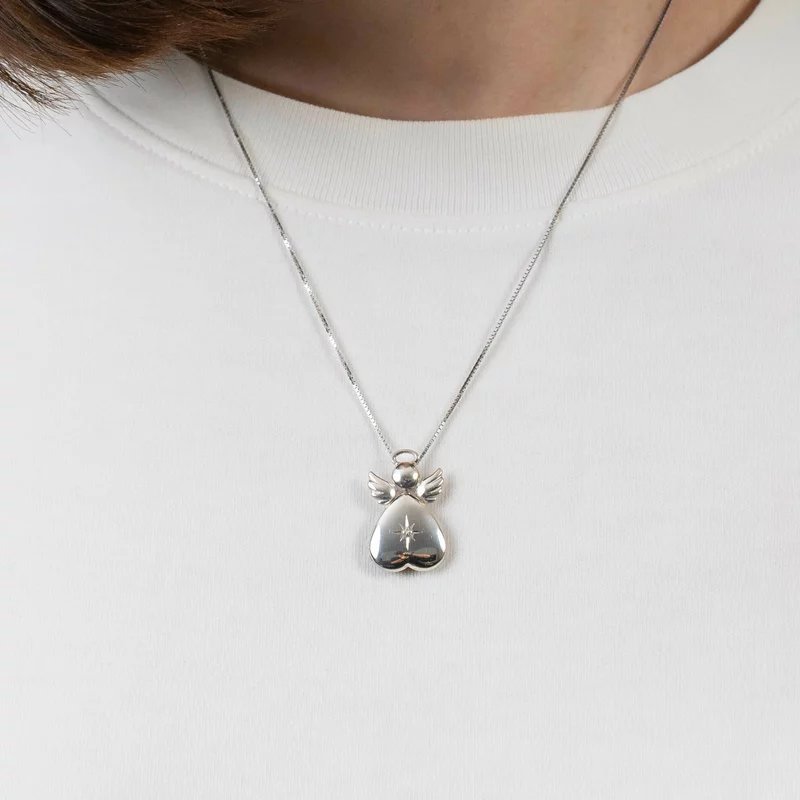 Medalion inger cu poze in interior - Golden Angel - Argint 925 Rodiat - Cristal White Zirconia picture - 6