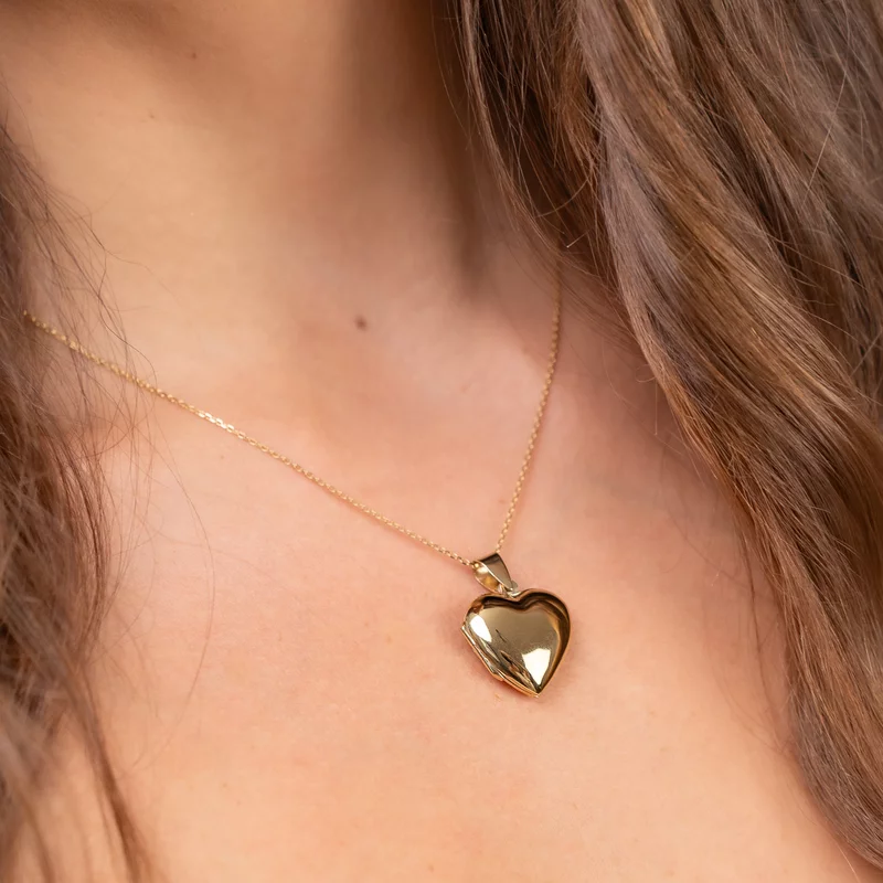 Lantisor cu medalion inima 20 mm cu poza in interior - Gravura personalizata - Argint 925 placat cu Aur Galben 18K picture - 4