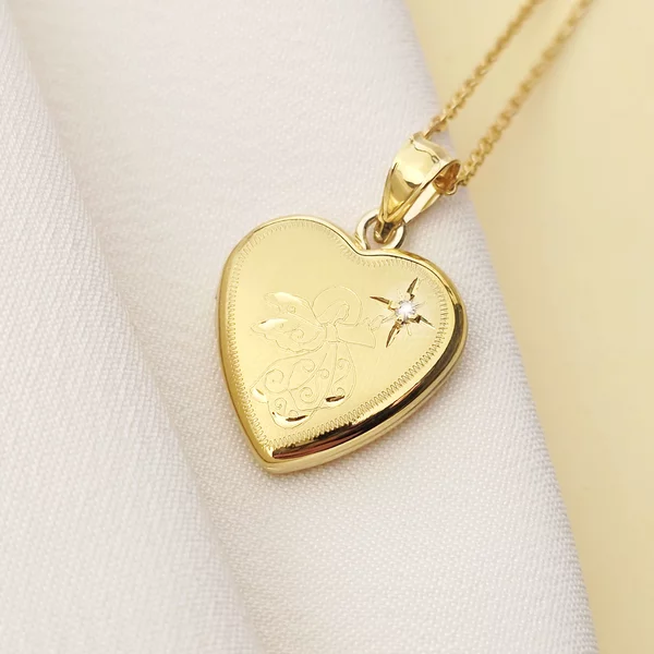 Medalion inima cu poze in interior - Angel Sparkle - Argint 925 placat cu Aur Galben 18K