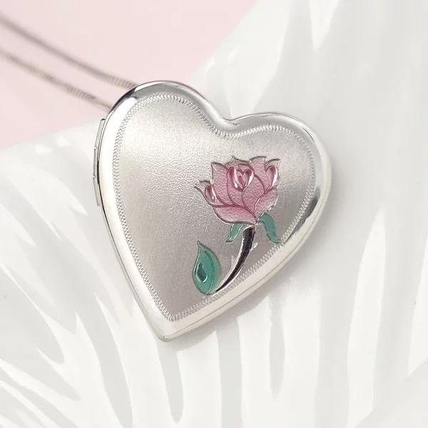 Medalion inima cu poze in interior - Beauty and the Beast -  Argint 925 Rodiat