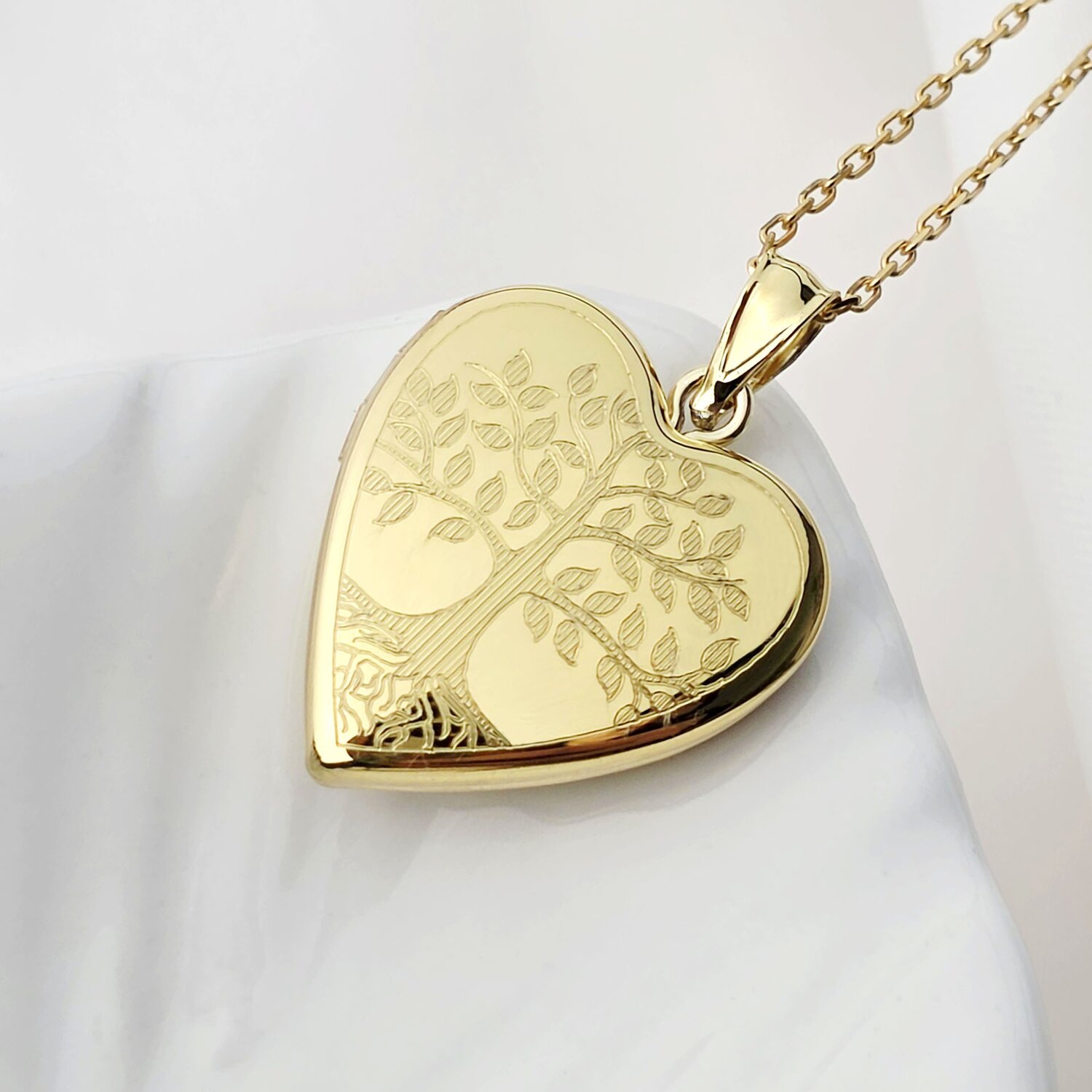 Medalion inima cu poze in interior - Eternal Love Tree - Argint 925 placat cu Aur Galben 18K