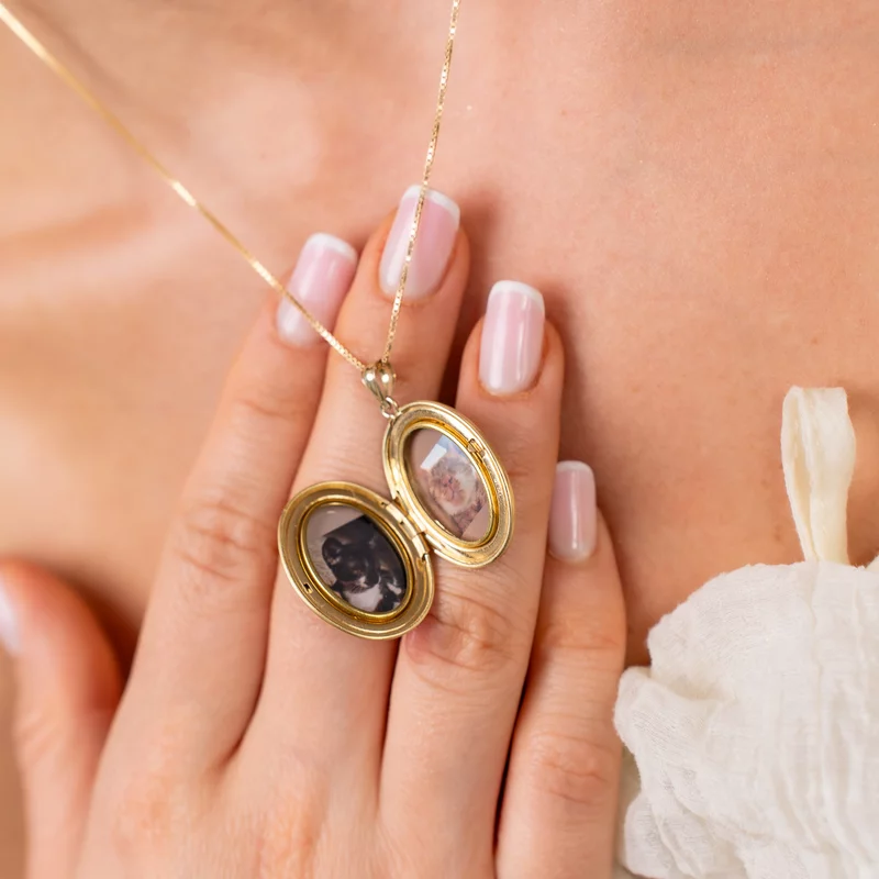 Medalion oval cu poze in interior - Grandmas Garden - Argint 925 placat cu Aur Galben 18K picture - 5