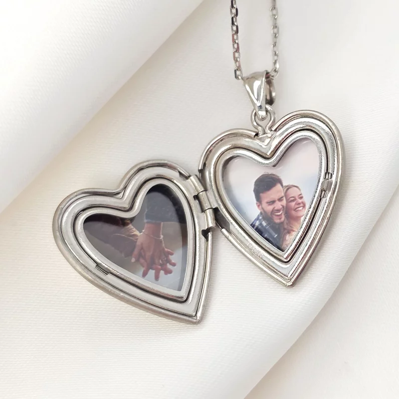 Medalion inima cu poze in interior - Love Blossoms - Argint 925 Rodiat picture - 3