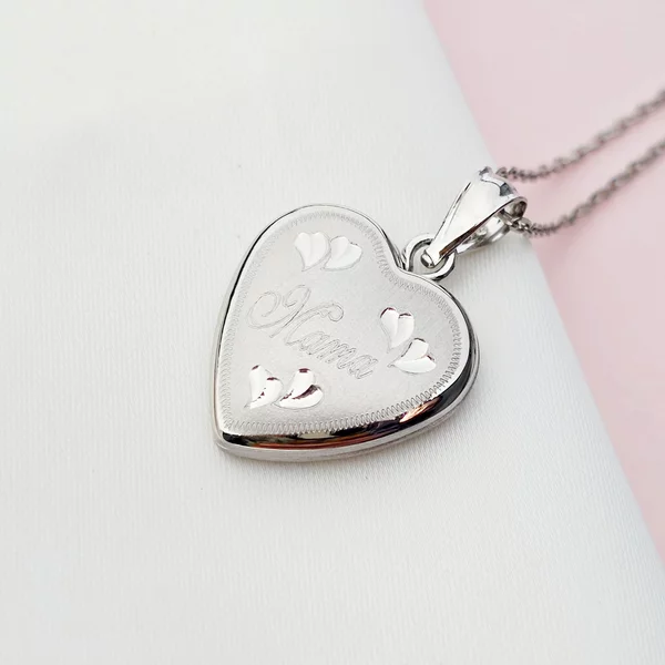 Medalion inima cu poze in interior - Mama Engraved - Argint 925