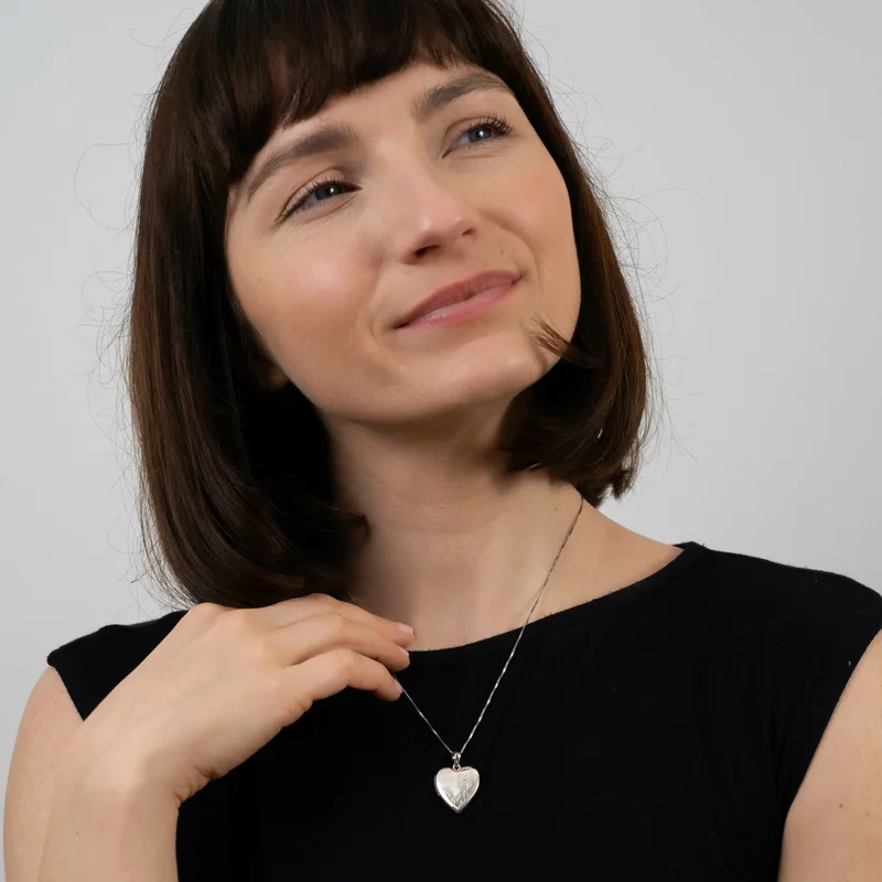 Medalion inima cu poze in interior - Mother&Child - Argint 925 Rodiat picture - 2