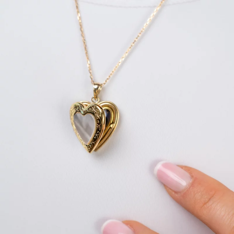 Medalion inima cu poze in interior - Mother of Pearl - Argint 925 placat cu Aur Galben 18K picture - 15