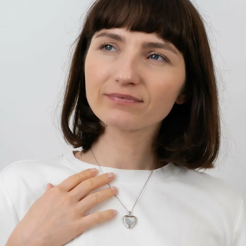 Medalion inima cu poze in interior - Mother of Pearl - Argint 925 Rodiat picture - 2