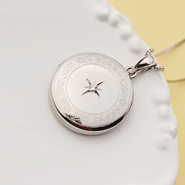 Medalion rotund cu poze in interior - Frame Star Diamond - Argint 925