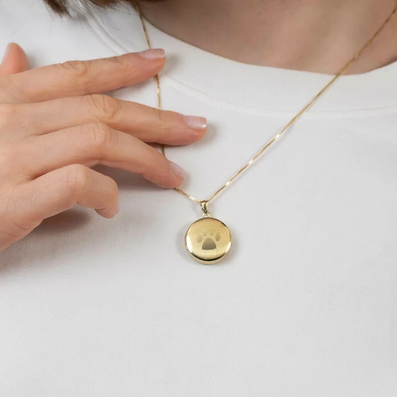 Medalion rotund cu poze in interior - My Paw - Argint 925 placat cu Aur Galben 18K picture - 9