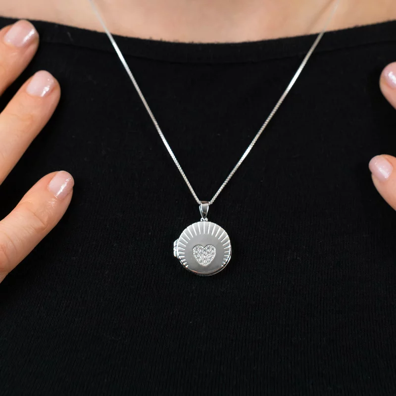 Medalion Scanteia Alba - Locket cu poze in interior - Argint 925 si Zirconii picture - 7