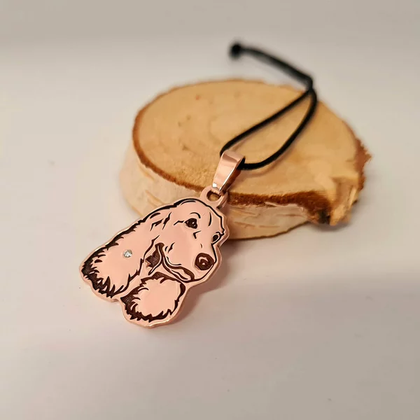 Pandantiv Cocker Spaniol cu Diamant natural - Aur Roz 14 K