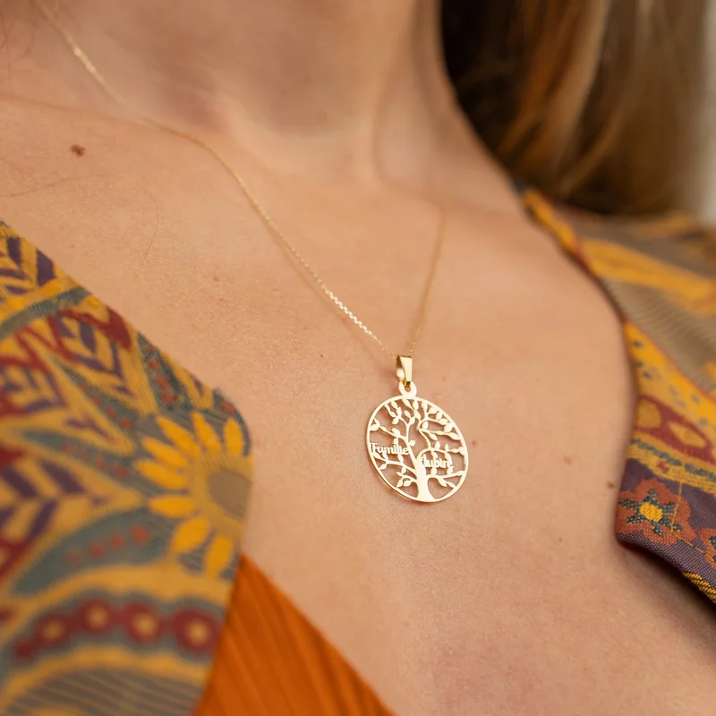 Pandantiv - Copacul Vietii - personalizat cu nume - Aur Galben 9K picture - 4