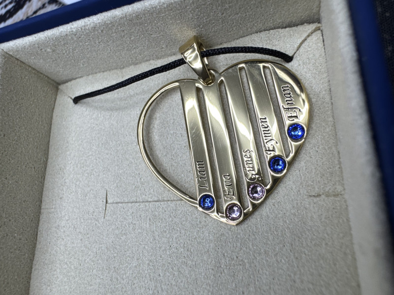 Recenzie Lantisor Inima familiei - 5 nume si cristale Swarovski - Argint 925 placat cu Aur 18K - Raluca Yilmaz