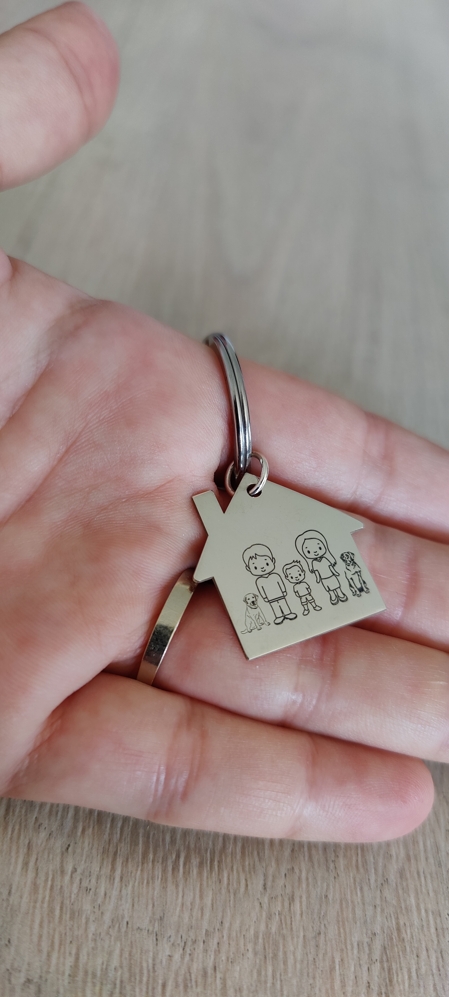 Recenzie Breloc Casuta cu membri familie gravati -Mama, Tata si 2 copii - Argint 925, otel inoxidabil - Alexandra G.