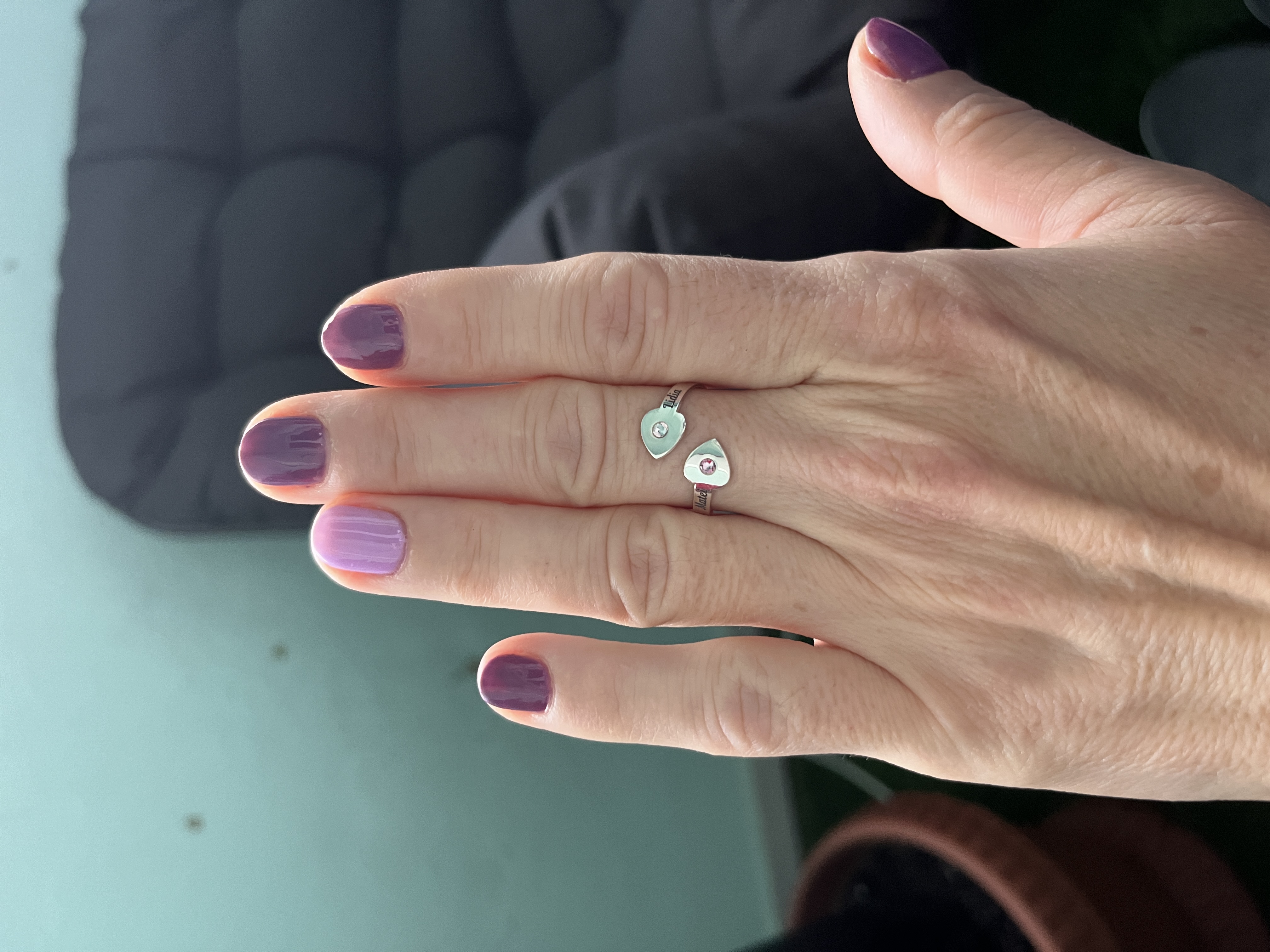 Recenzie Inel personalizat 2 nume si 2 inimi - Argint 925 - cristale Swarovski - Catalina D.
